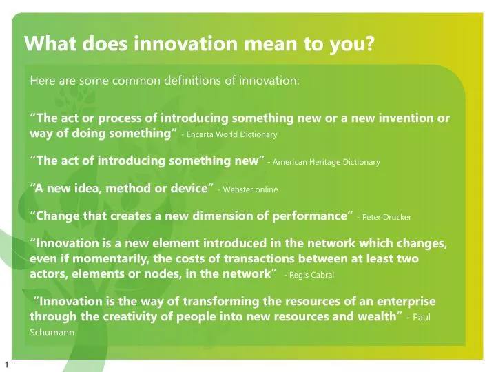 Ppt what does innovation mean to you powerpoint presentation free