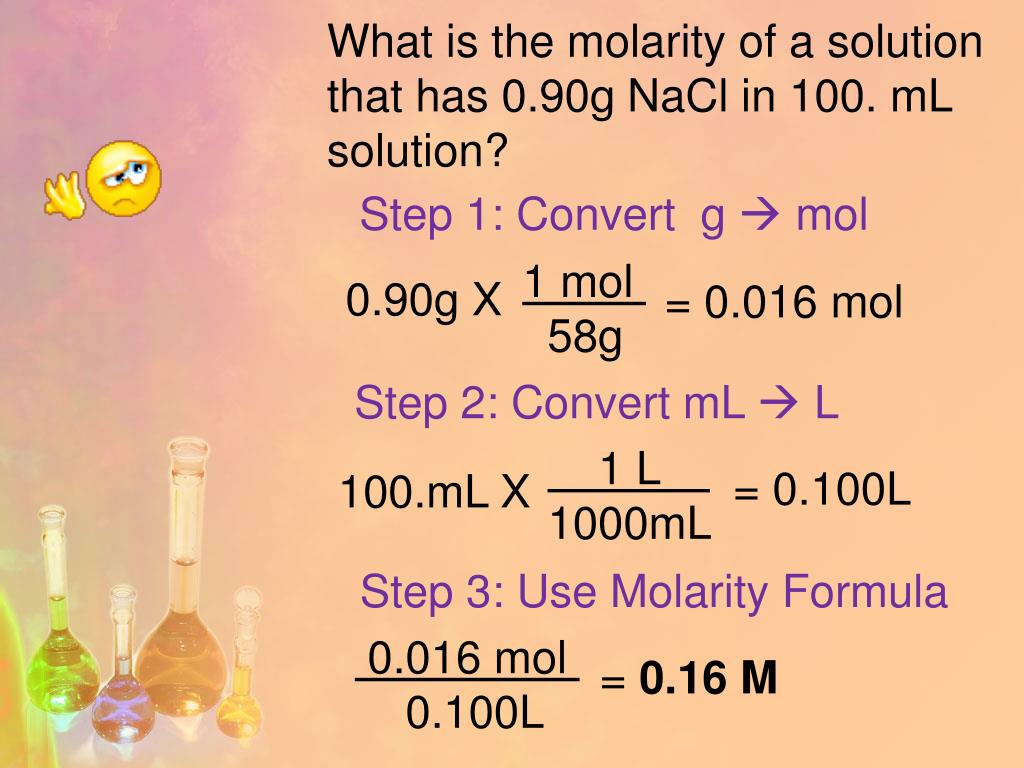 What is the molarity of a solution that has 0.90g NaCl in.
