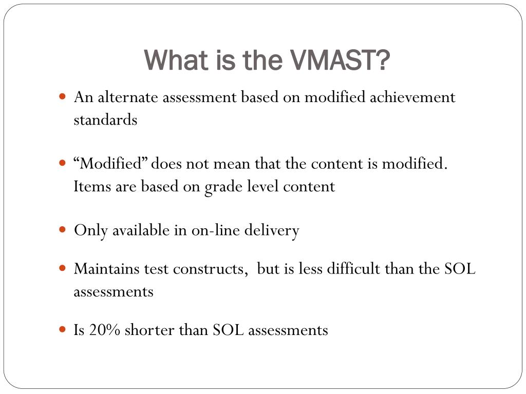 PPT Selecting Appropriate Students Virginia Modified Achievement