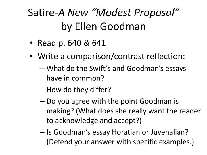 satire essay on a modest proposal