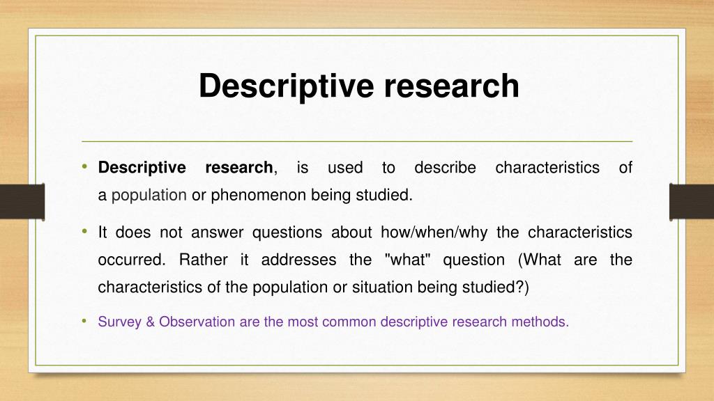 descriptive research vs survey research
