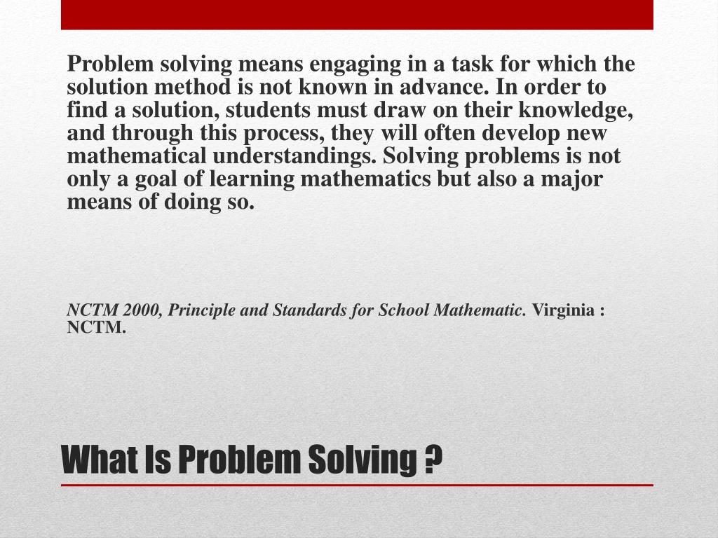 definition of problem solving in math terms