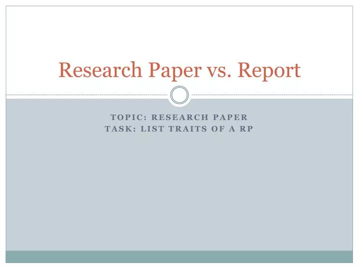 science research article vs report