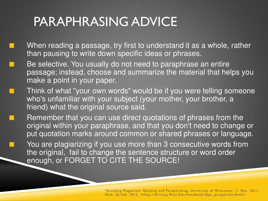 how to paraphrase in a paper