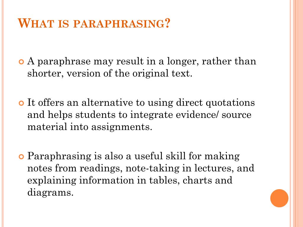 paraphrasing methods ppt