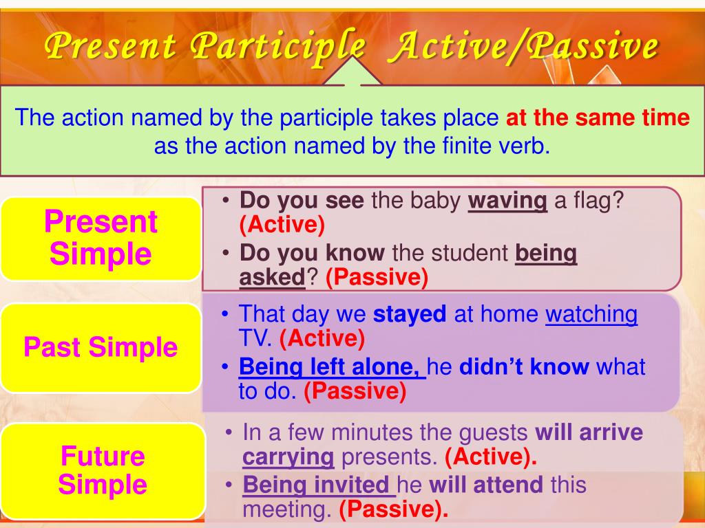 Past participle passive. Past participle Active. .Употребление present participle. Предложения с participle. Participles past предложения.