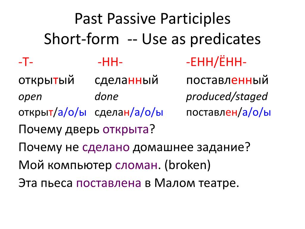 Past participle passive. Passive participle. Present participle Passive. Past participles short form.