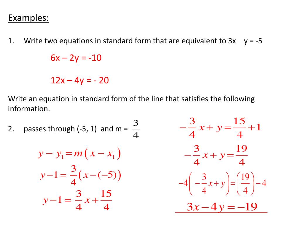 PPT - Algebra I Notes Sec. 20.20 : The Standard Form of a Linear
