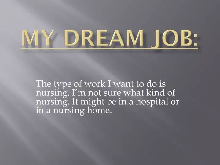 my dream job doctor powerpoint presentation