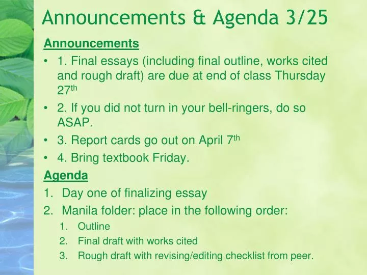 announcements agenda 3 25 n.