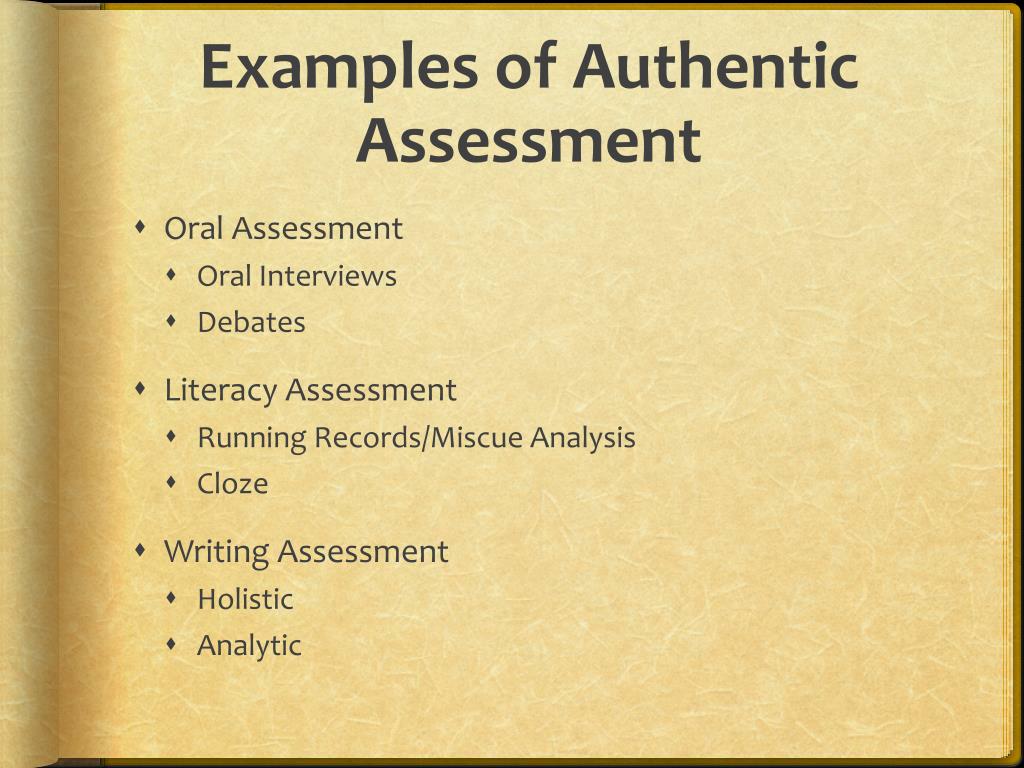 Example Of An Authentic Assessment