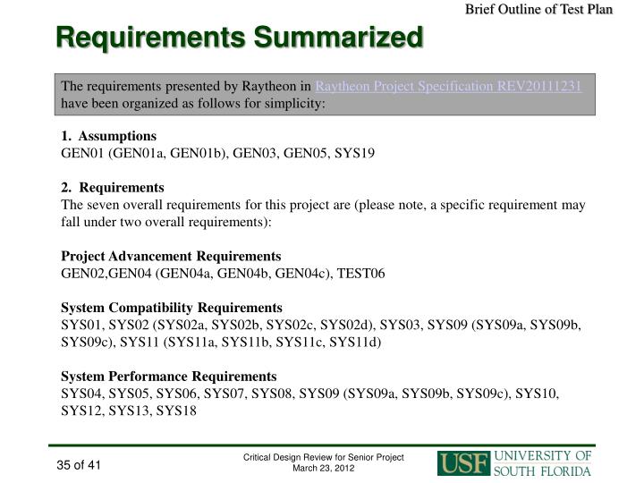 ppt raytheon senior project critical design review powerpoint senior project outline