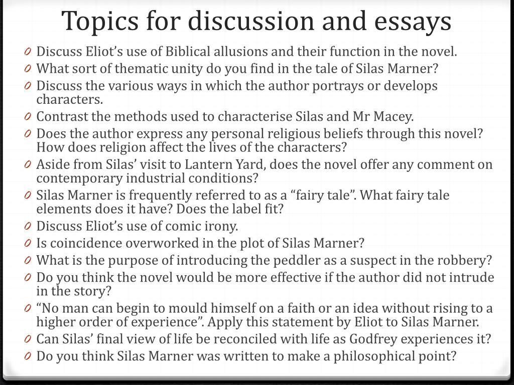 silas marner essay questions