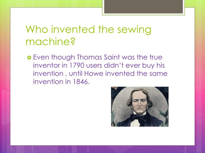 PPT The History of the Sewing Machine PowerPoint Presentation ID