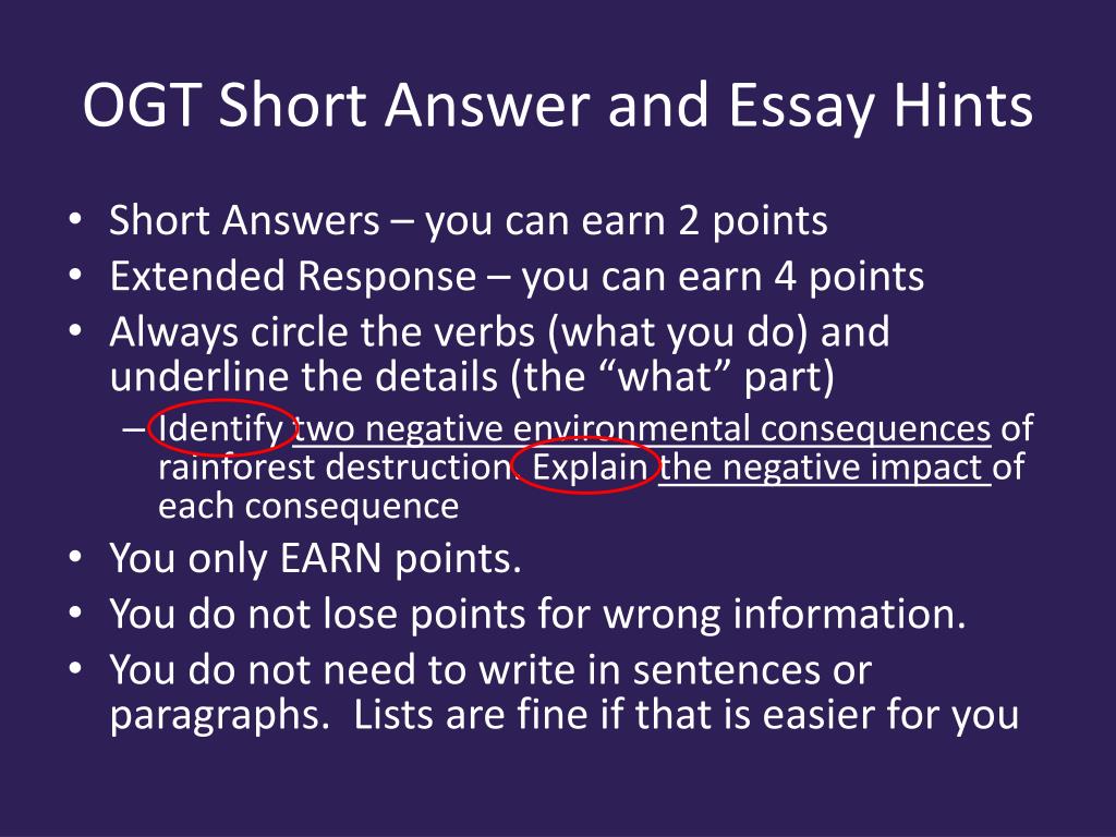 difference between short answer and essay test