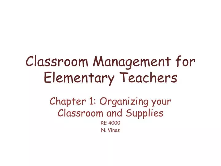 classroom management for elementary teachers n.