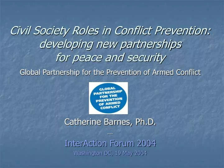 who founded global partnership for the prevention of armed conflict peace