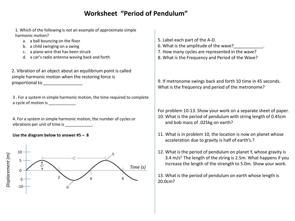 Ppt Worksheet Period Of Pendulum Powerpoint Presentation Free Download Id 2684804