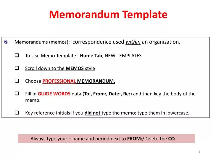 ppt memorandums memos correspondence used within an professional memorandum