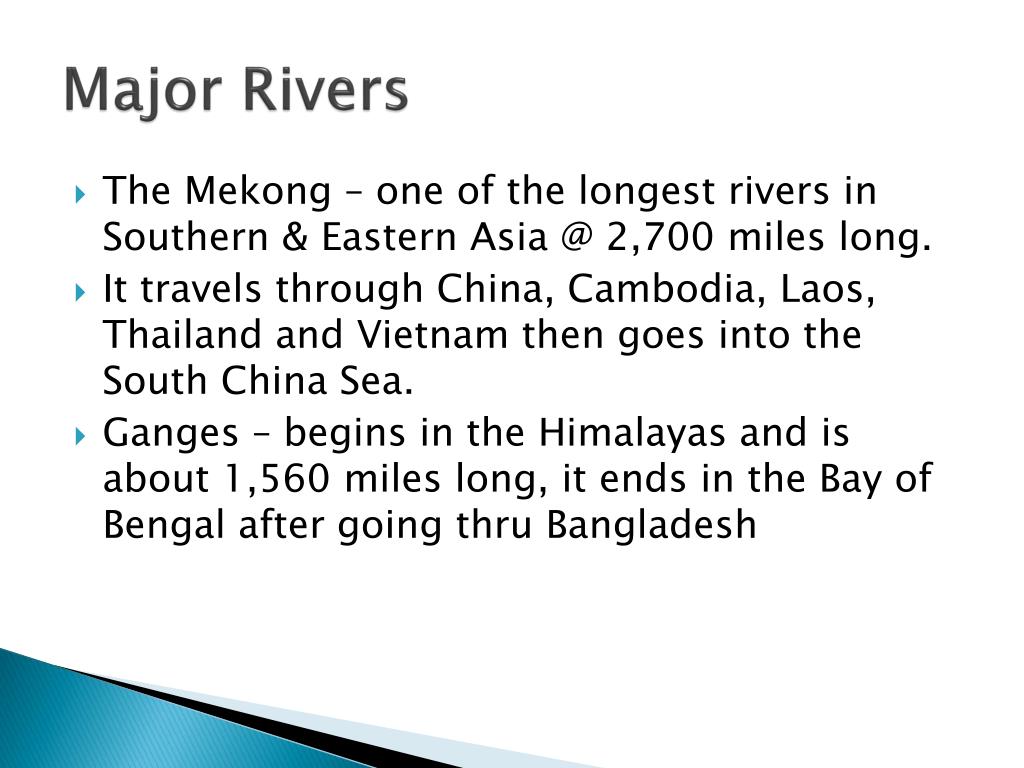 Major Asian Rivers PPT - Geography of Southeast Asia PowerPoint Presentation, free ...