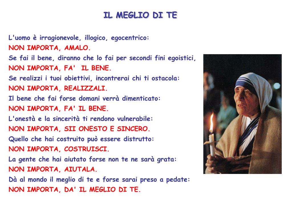 PPT - Pensieri (di Madre Teresa di Calcutta) PowerPoint Presentation, free  download - ID:2692832