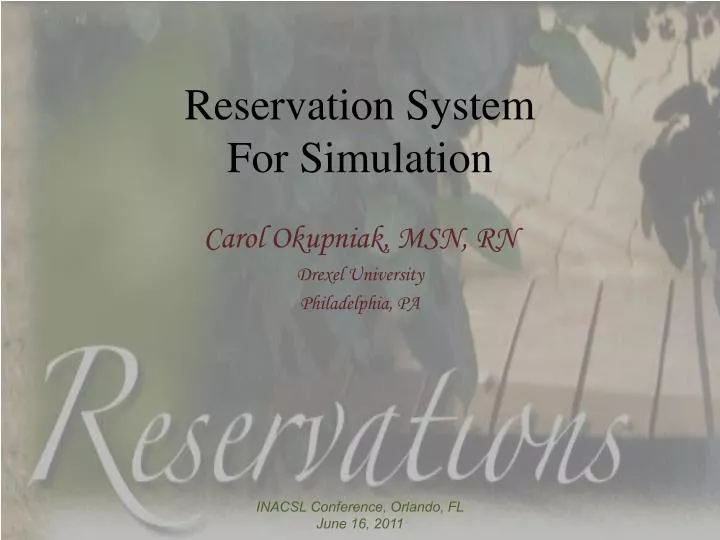 reservation system for simulation n.