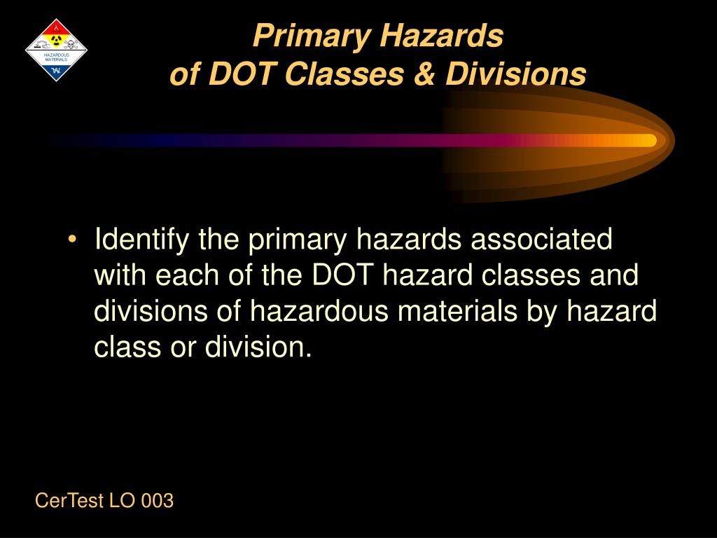 The class or division hazard labels indicate