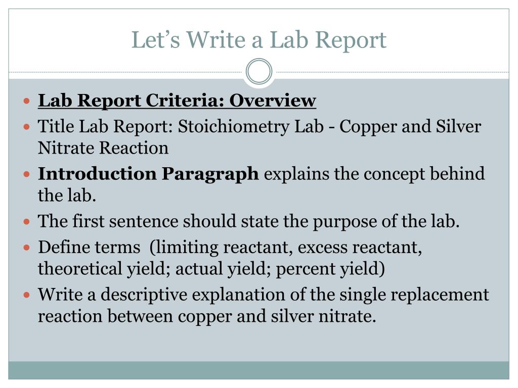 stoichiometry lab report