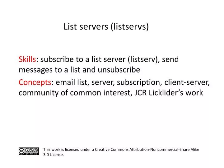 Ppt s kills subscribe to a list server listserv send messages to 
