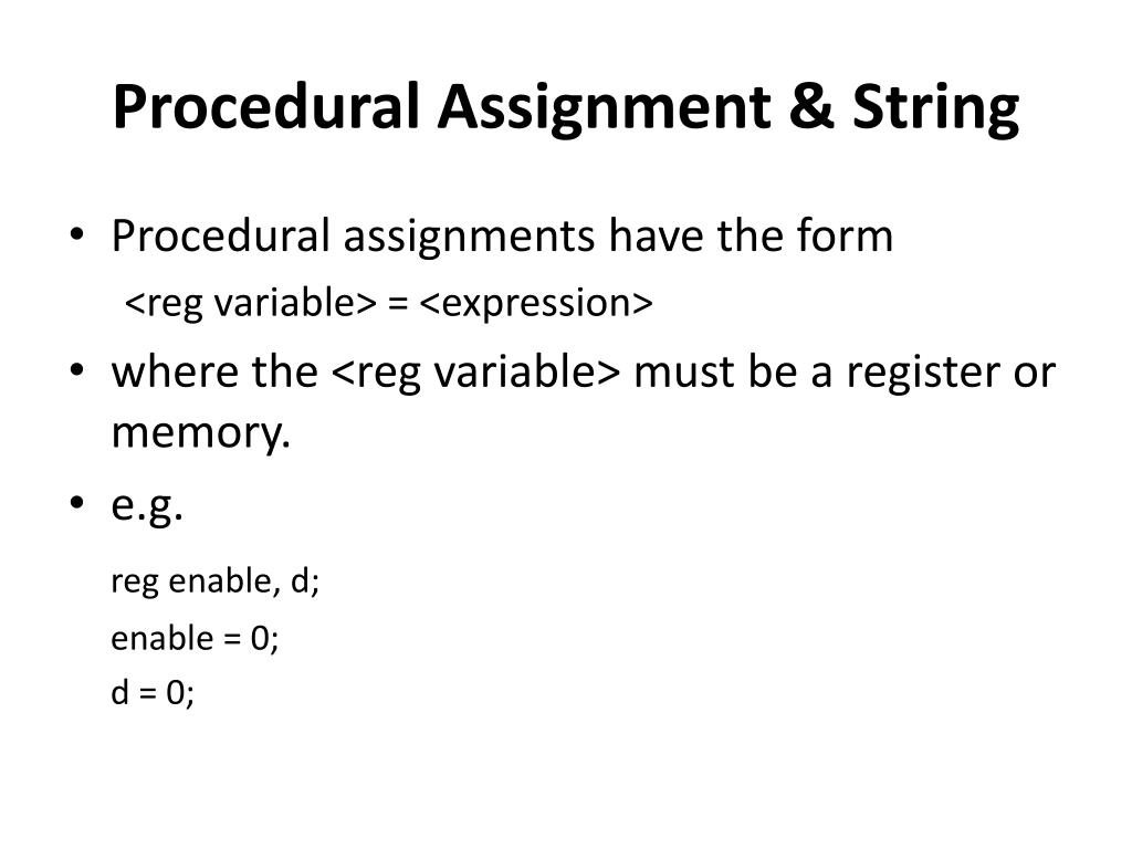 procedural assignments in verilog