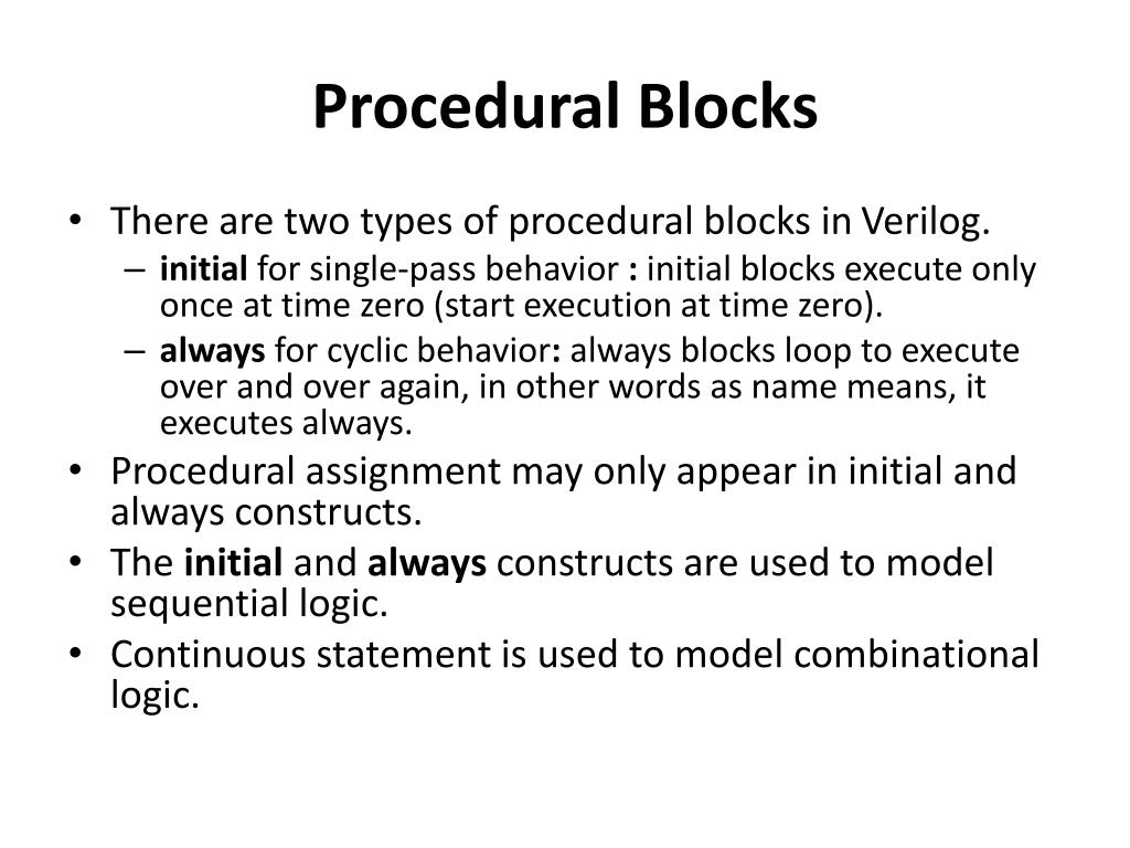 what is procedural assignment in verilog