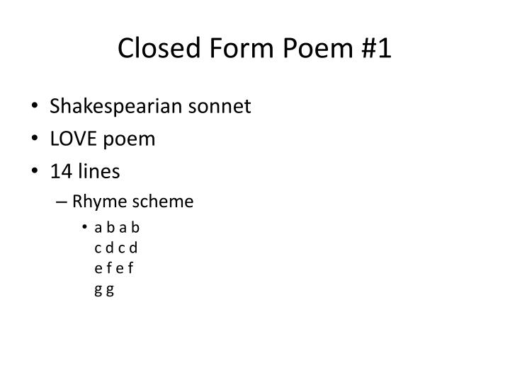 ppt closed form poems powerpoint presentation id 2701957 what is a closed form poem