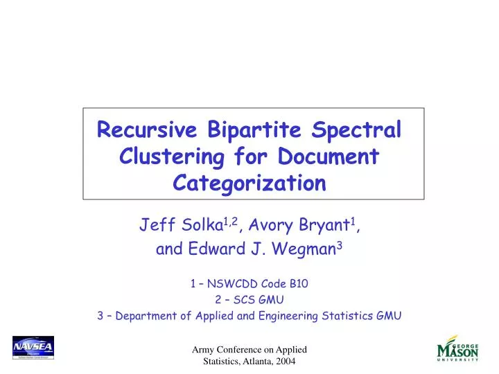 recursive bipartite spectral clustering for document categorization n.