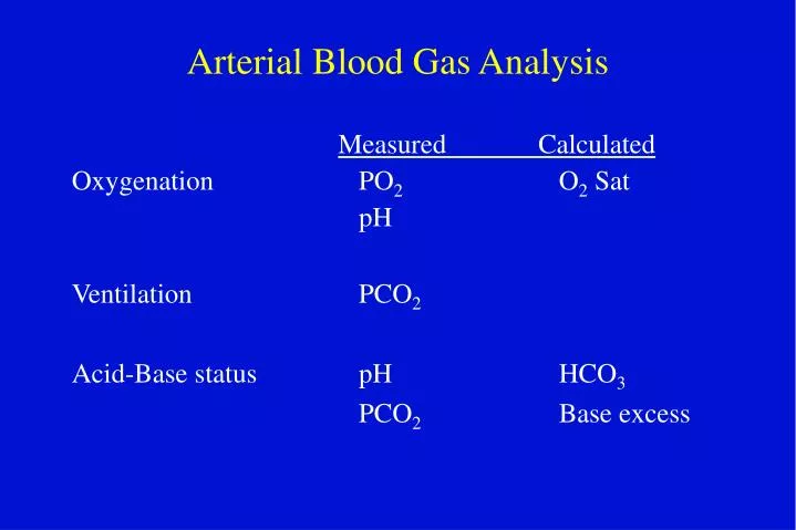 arterial blood gas analysis n.