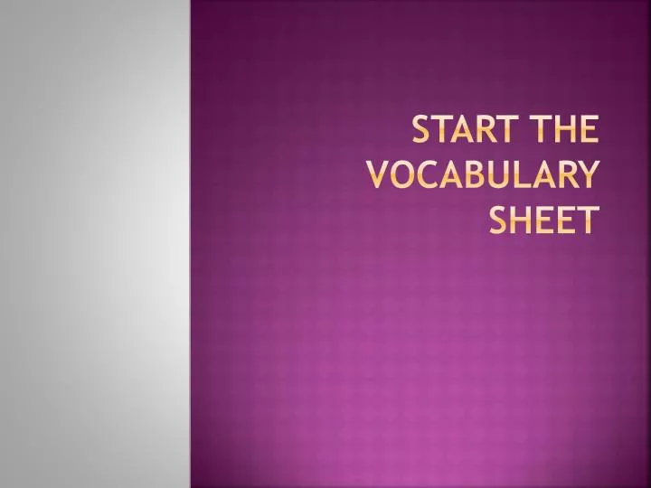 start the vocabulary sheet n.