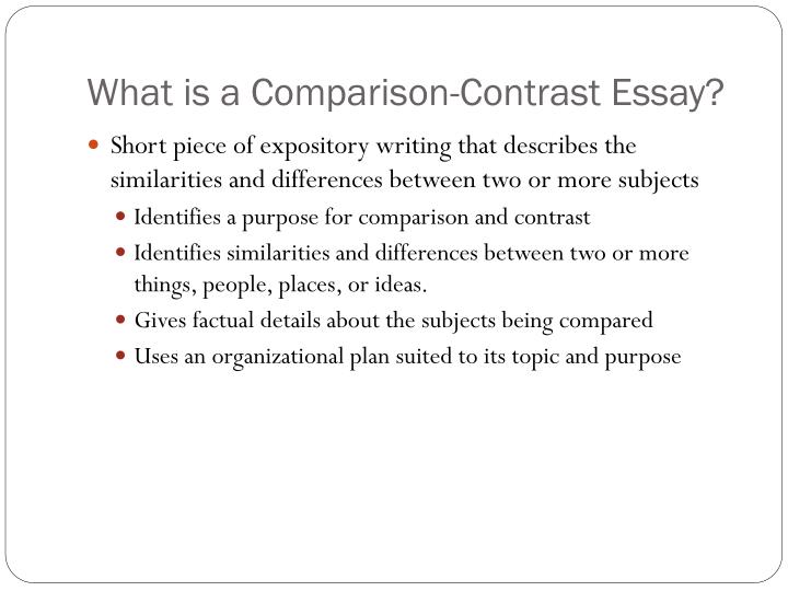 writing a compare and contrast essay about presentation of ideas