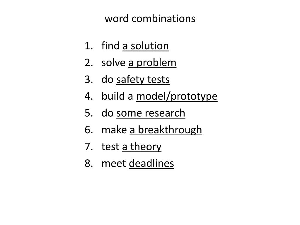 word combinations presentation activities
