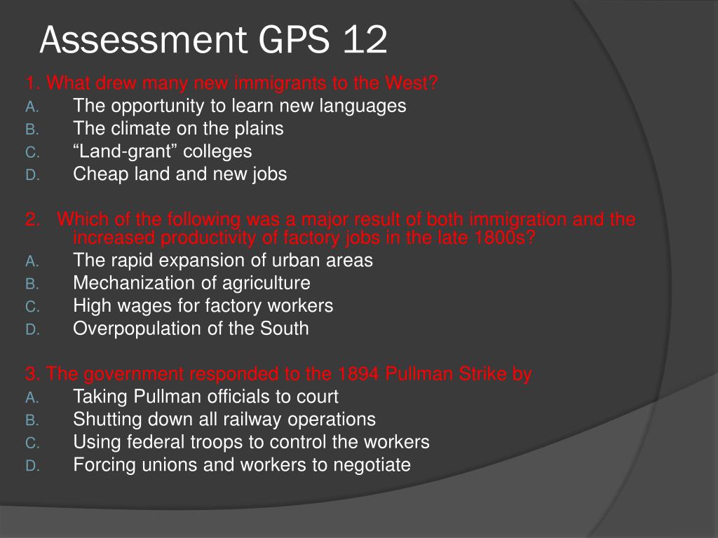 PPT - SSUSH12 The student will analyze important consequences of ...