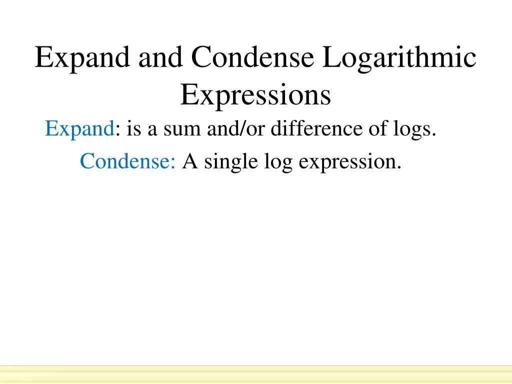 expand condense logarithms kuta software