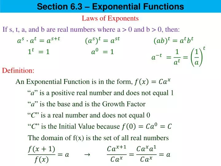 Ppt Section 6 3 Exponential Functions Powerpoint Presentation Free Download Id Ppt Section 6 3 Exponential Functions Powerpoint Presentation Free Download Id