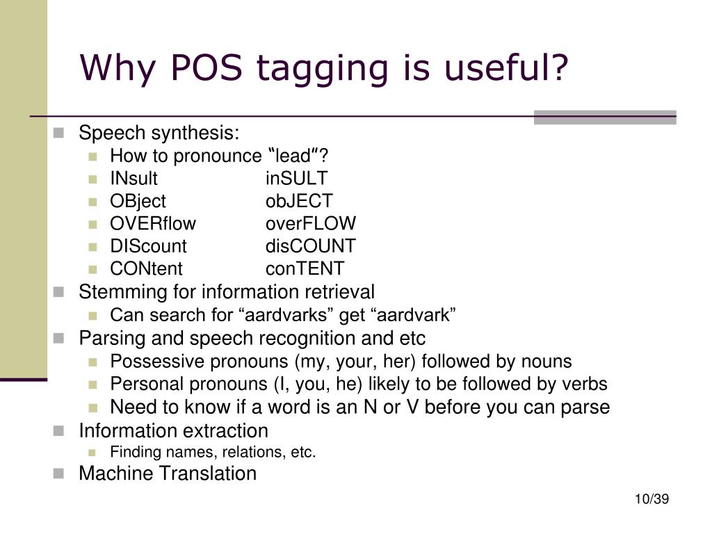 PPT - POS Tagging: Introduction PowerPoint Presentation, free ...
