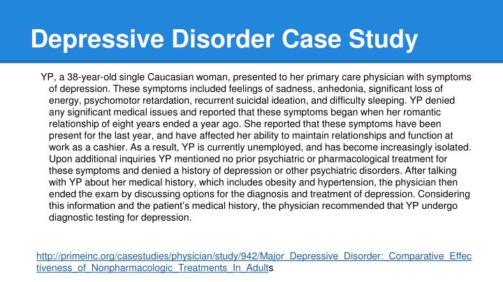 case study of a person with major depressive disorder