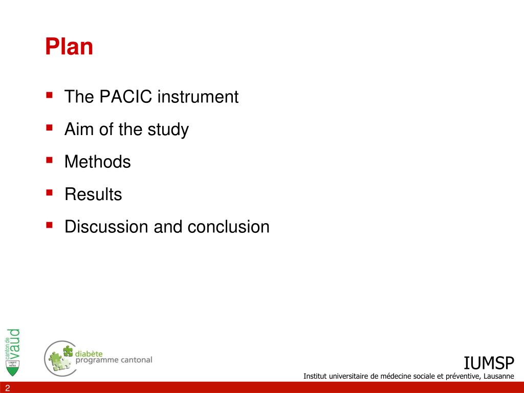 Pacic Questionary PPT - Analyzing the PACIC Instrument Structure in Swiss Diabetic ...