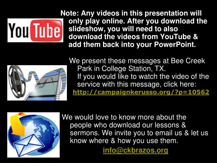 Jesus Feeds 5000 Slide2 We Present These Messages At Bee Creek Park In College Station