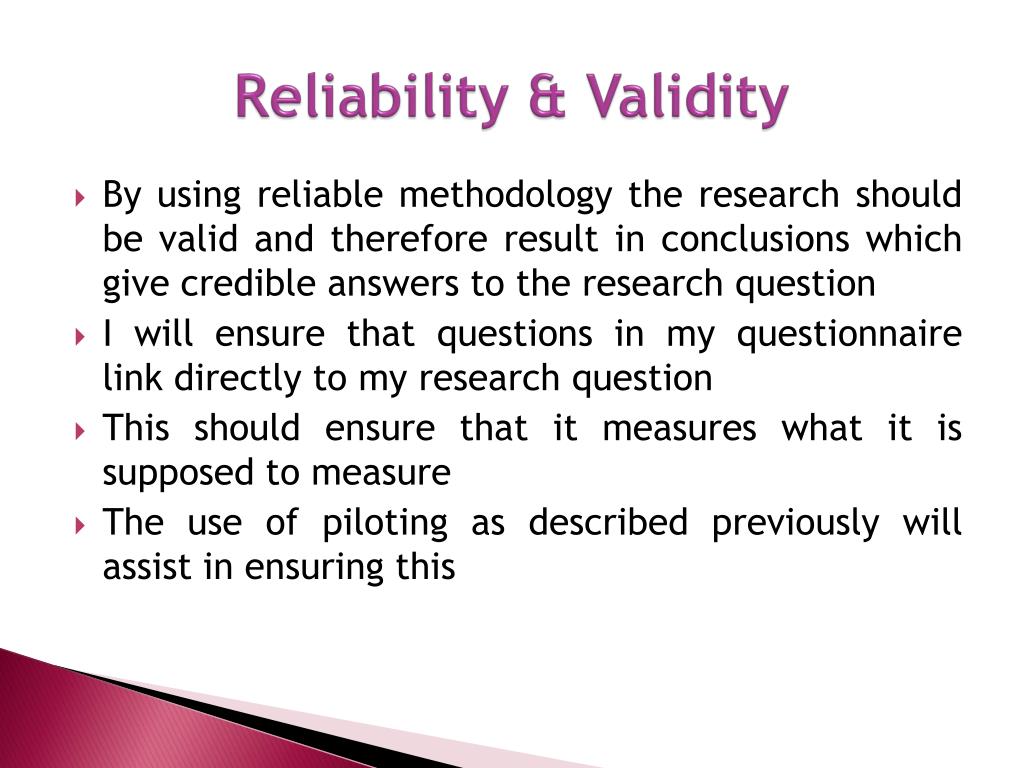 validity and reliability research proposal
