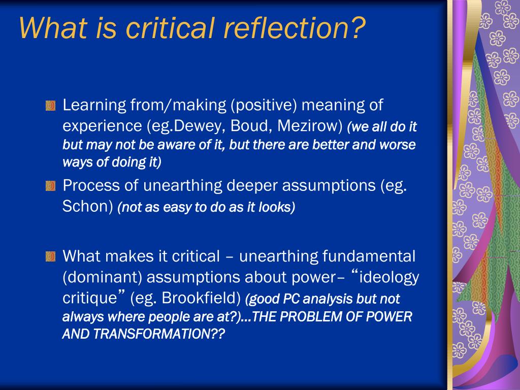 what is critical reflection in action research