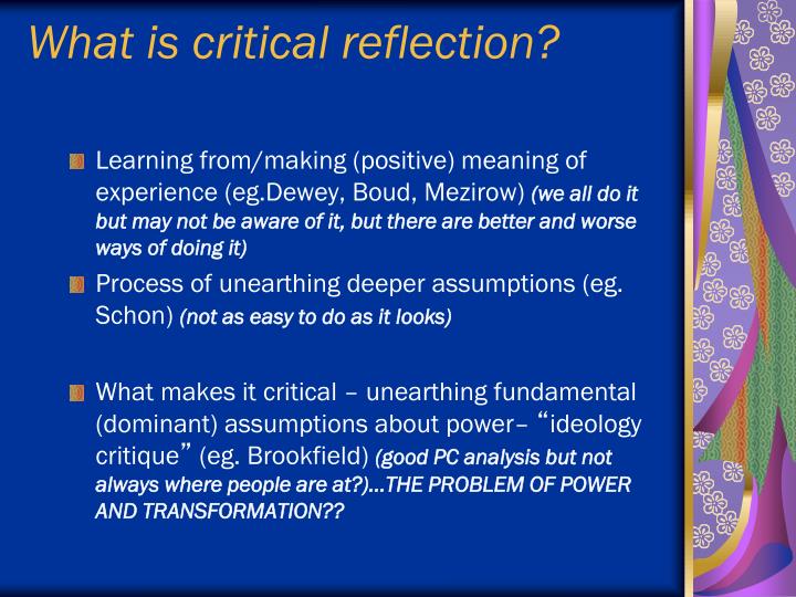 critical reflection definition essay