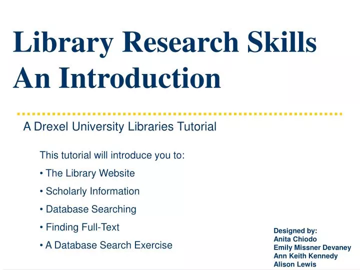 research and library skills