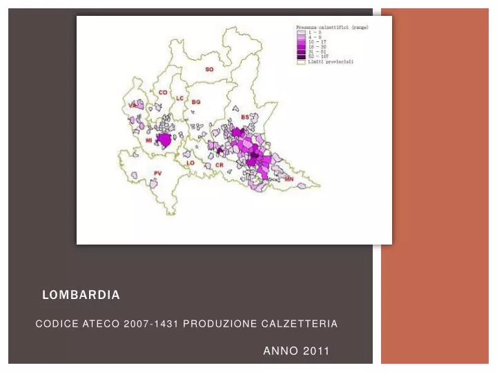 PPT CODICE ATECO 20071431 PRODUZIONE CALZETTERIA ANNO 2011