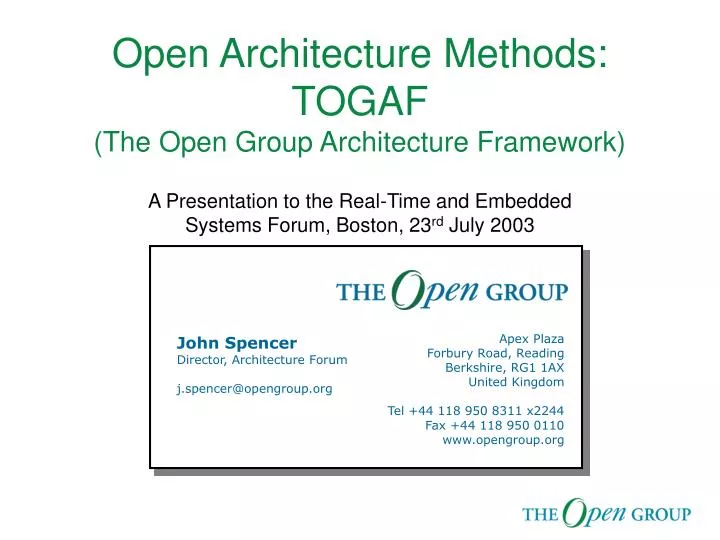 Ppt Open Architecture Methods Togaf The Open Group Architecture Ppt Open Architecture Methods Togaf The Open Group Architecture